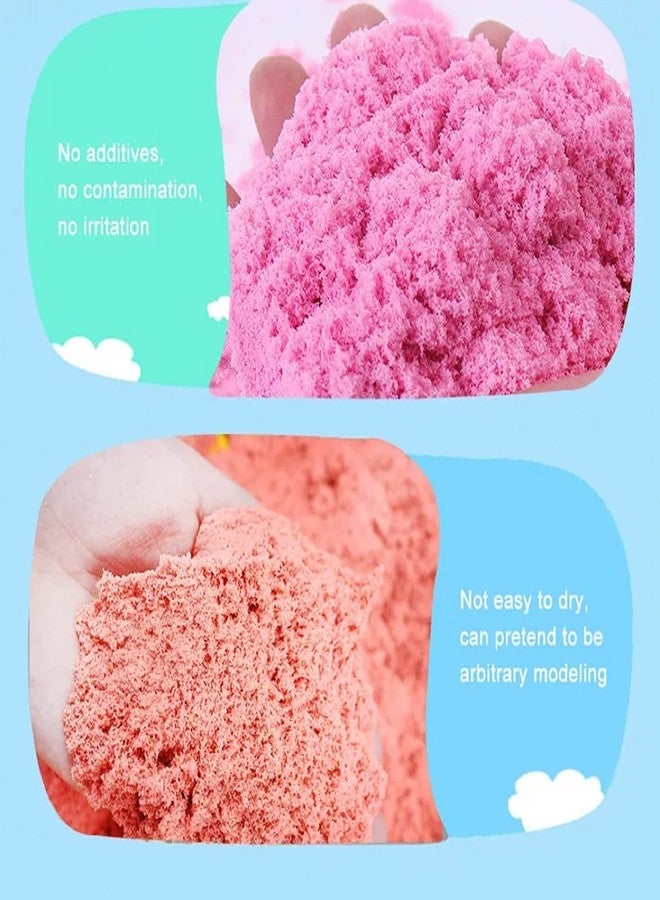 Kartunbox Children Sandcastle Set for Kids 3 Kinetic Sand 500 GM Round Bucket | Dough Box with mould Toys| Reusable Craft Sand | Amazing Active Magic Gluten Free Clay Sand |Stress Relieving Children's Slime Play Sand for Kids -Multicolour - Image 3